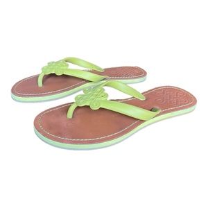 Diane Von Furstenburg Lush Love Knot Leather Sole Tennis Yellow Flip Flop Sandal